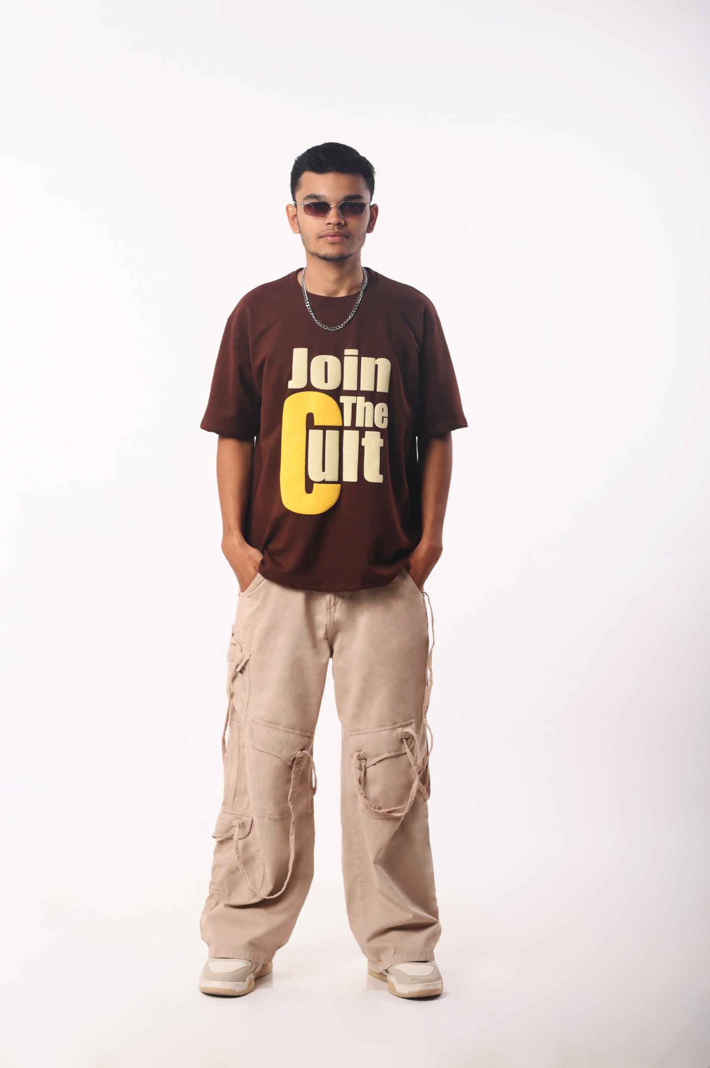 Dark Brown Unisex Oversized T-Shirt | Join the Cult | Puff Print
