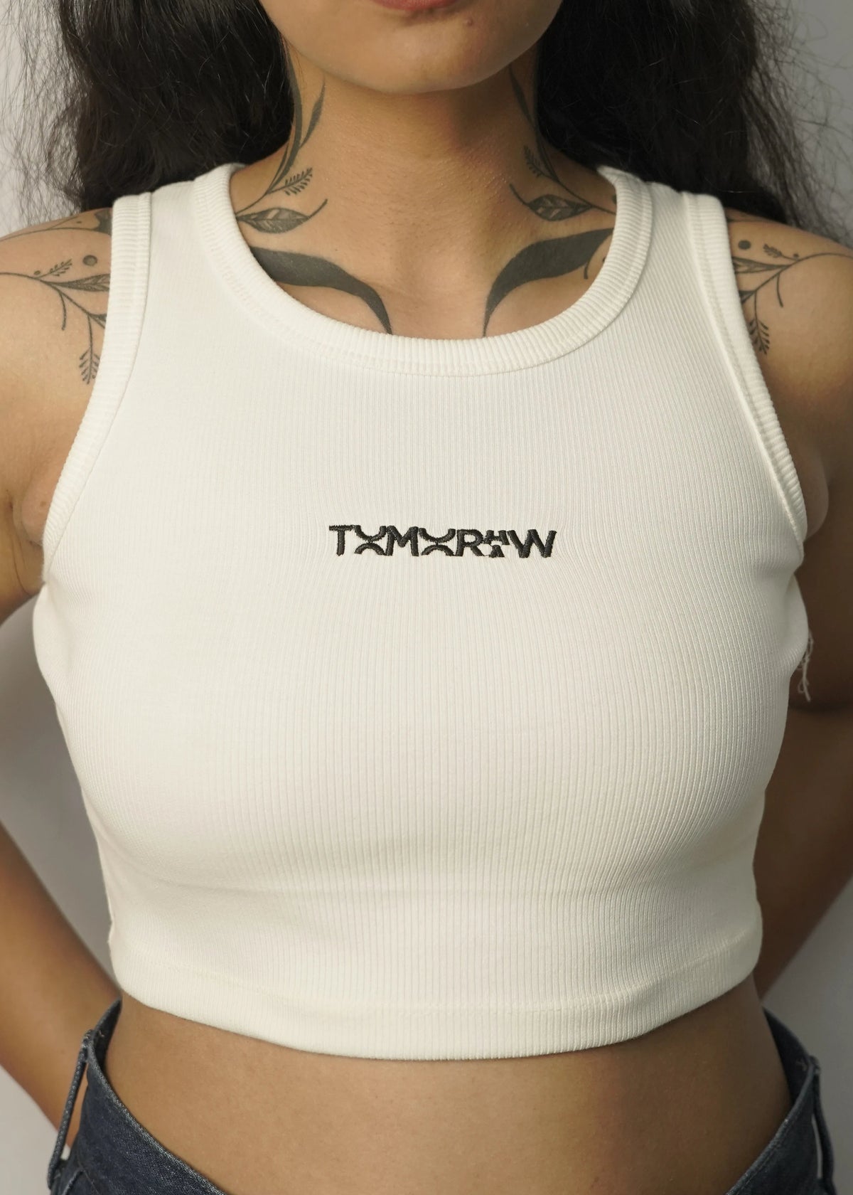 Heavyweight Ribbed Crop Tank — White | Women
