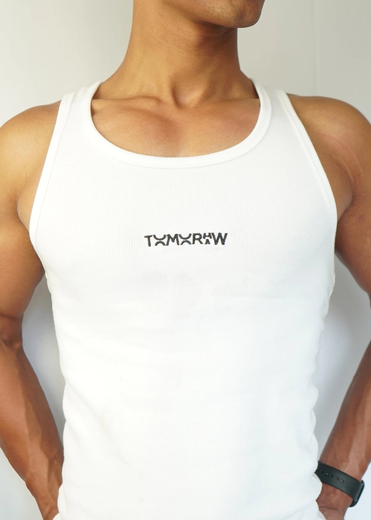 Premium Ribbed Tank Top — White | Men