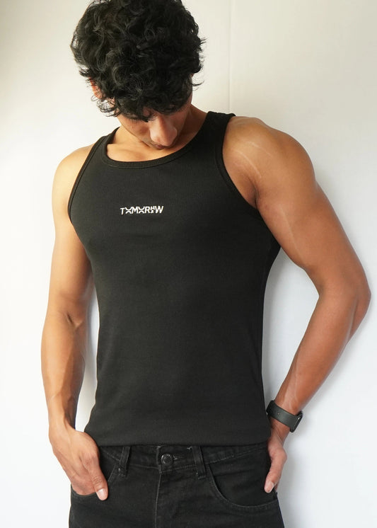 Premium Ribbed Tank Top — Black | Men