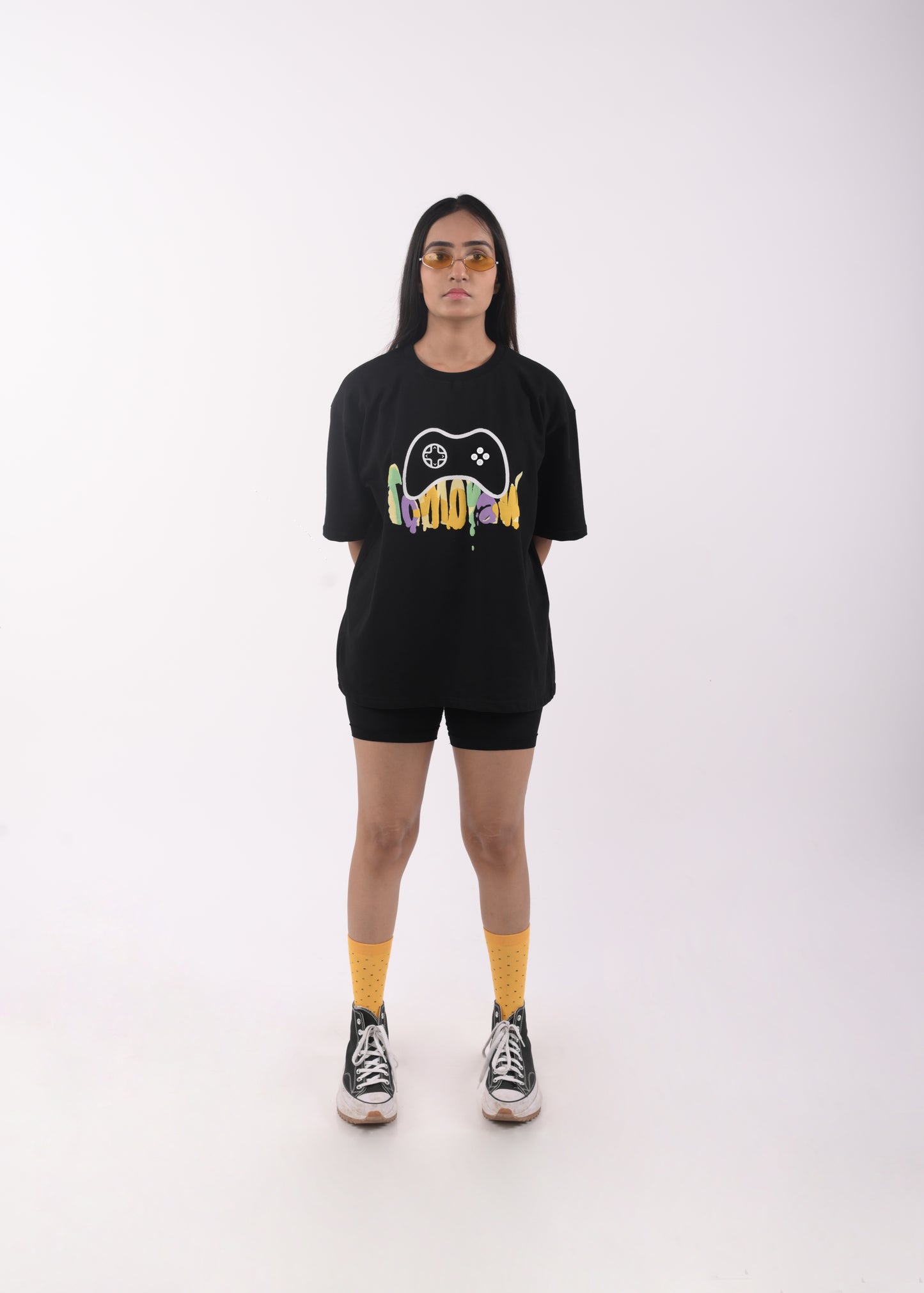 Black Unisex Gaming Controller T-Shirt | Nostalgic Comic Back Print | Puff Print