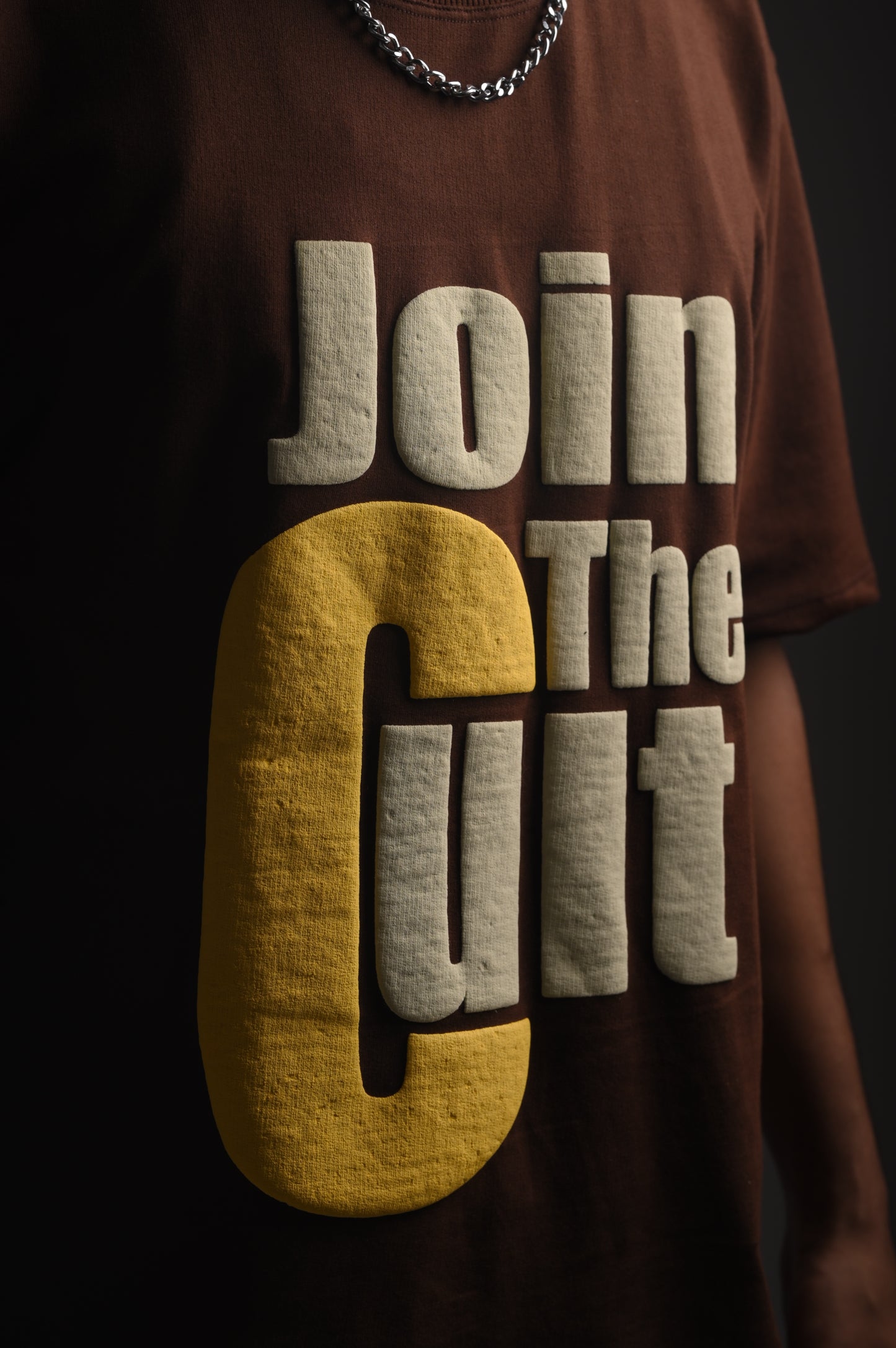 Dark Brown Unisex Oversized T-Shirt | Join the Cult | Puff Print