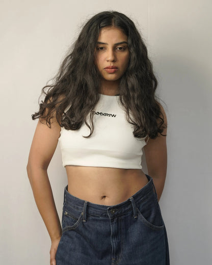 Heavyweight Ribbed Crop Tank — White | Women